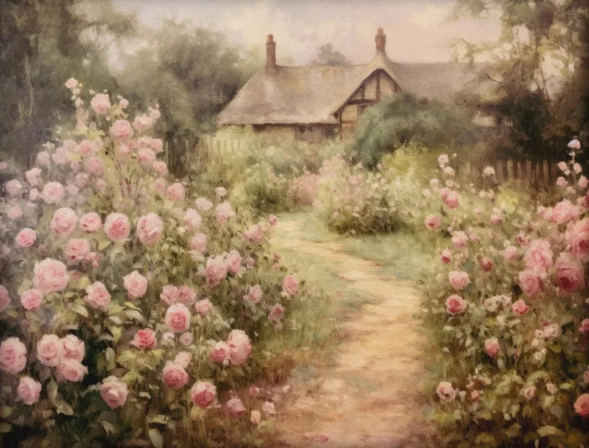 Vintage Style County Cottage Rose Flowers and Ivy, Many to choose From Canvas