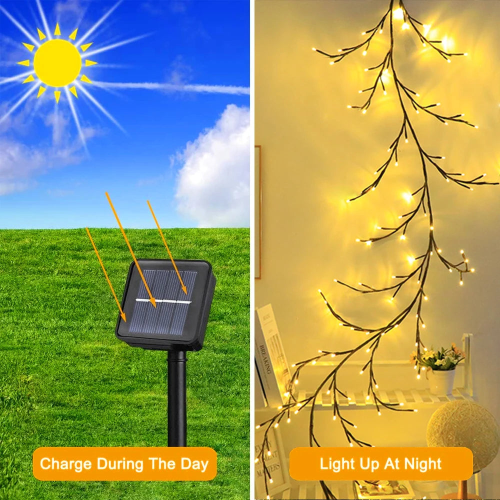 Outdoor/Indoors Solar Tree and Vine 96LED Lights Waterproof
