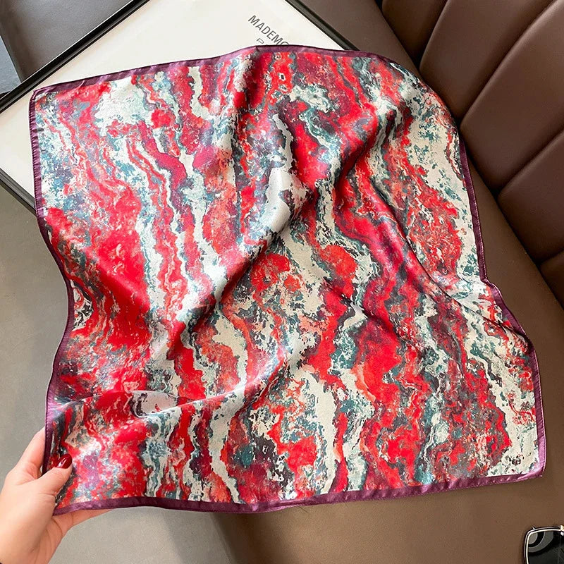 Scarf 100% Silk Bandana Women Square Scarves, Luxury High Quality