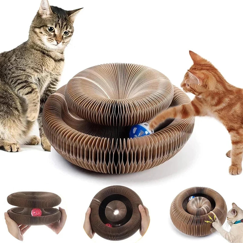 Magic Cat Scratch Organ Board Cat Toy with Ball  Cat Climbing Frame Round Corrugated Cat Scratching Toy