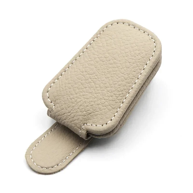 Sunglasses Holder Fits on Visor, Leather Magnetic Clip