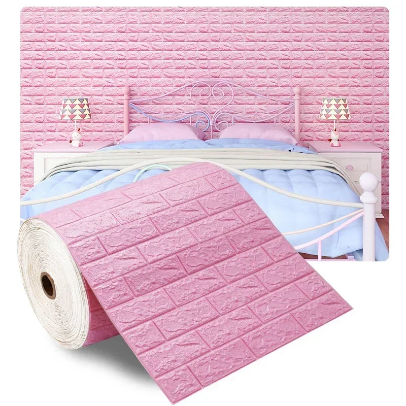 70cmx1/5/10m 3DWallpaper Waterproof Decoration Self-Adhesive Foam Brick Wallpaper