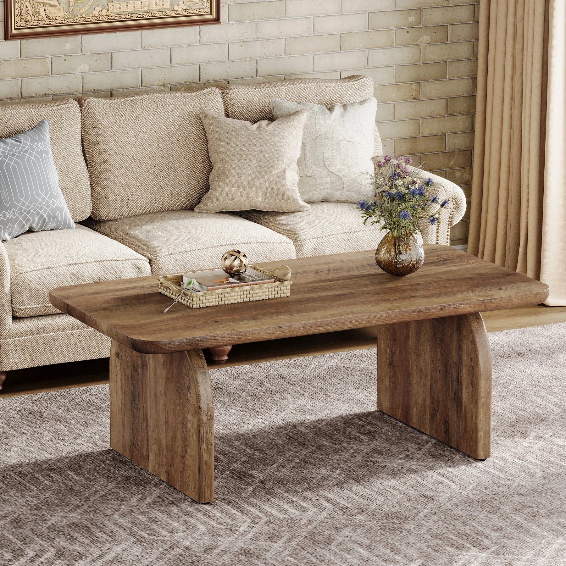 Tribesigns Farmhouse Rectangular Coffee Table
