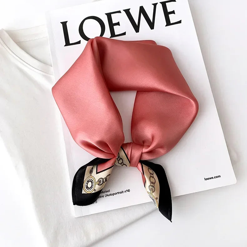 Scarf 100% Silk Bandana Women Square Scarves, Luxury High Quality