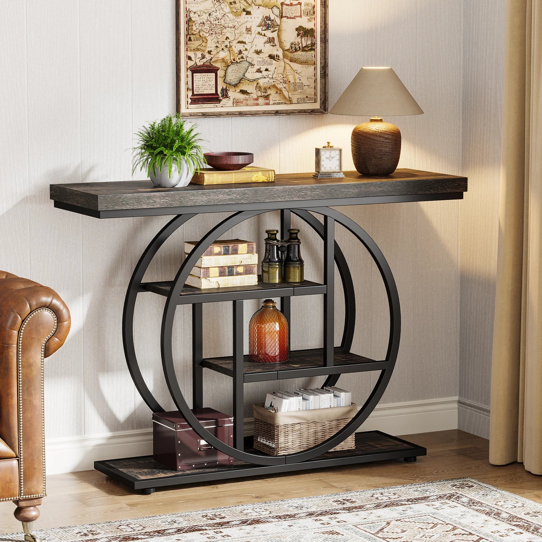 Console Table, 4-Tier Entryway Table, 41.3 Inch Industrial Sofa Table