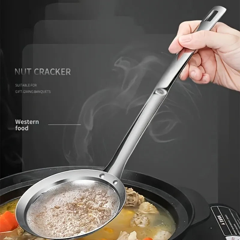 Stainless Steel Skimming Spoon-Fine Mesh Strainer For Cooking, Soup Skimmer, Oil and Foam Removal