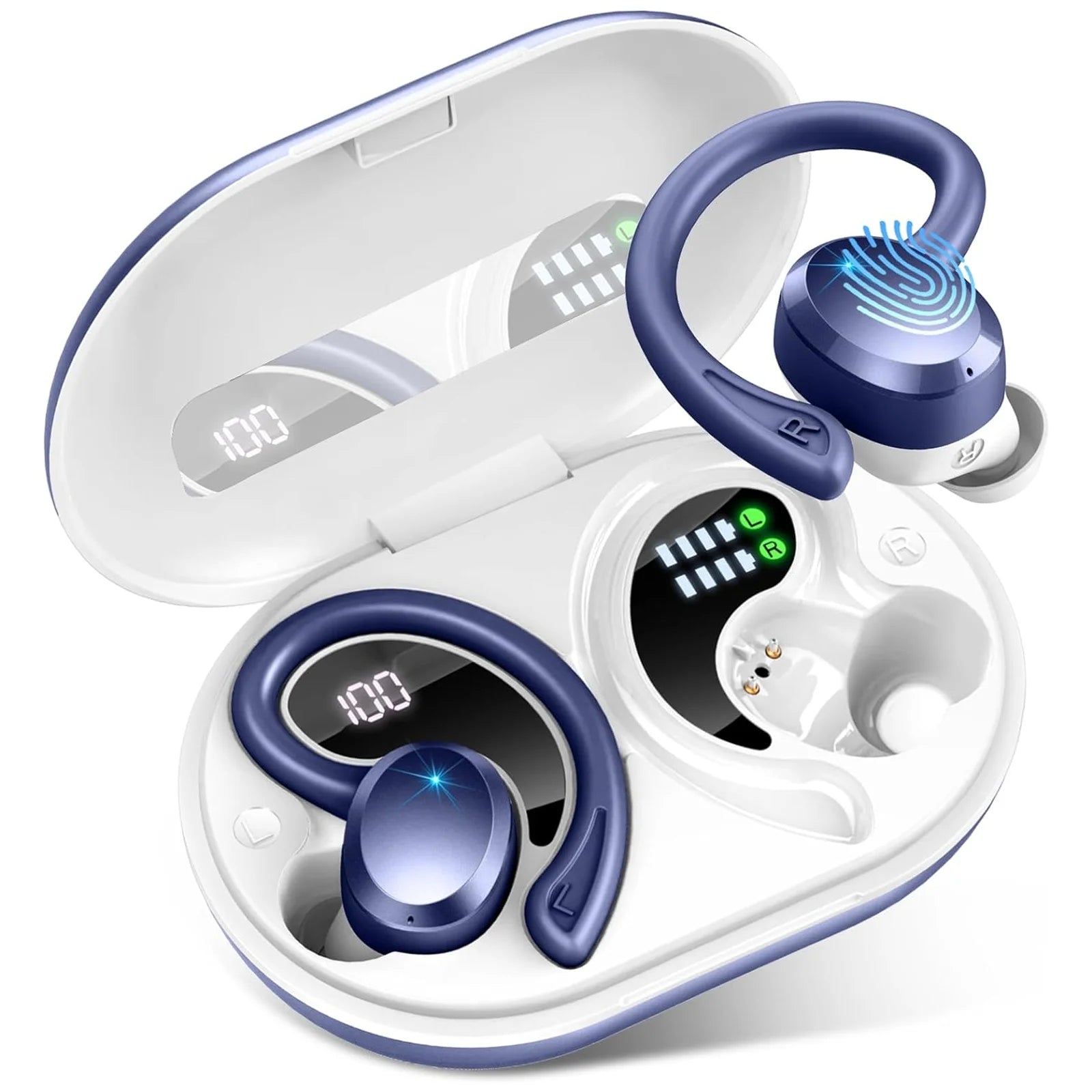 Wireless Earbuds, Bluetooth 5.3 Earbuds Stereo Bass, Noise Cancelling Mic., Waterproof, 40h Playback