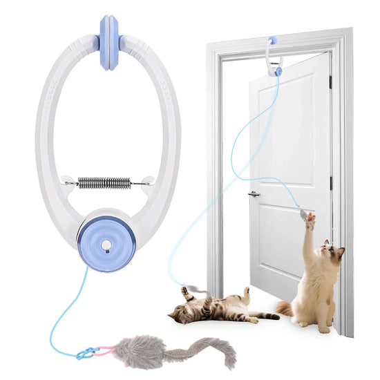 Electric Interactive Cat Toy. Hangs from Door Frame cats love it. USB Rechargeable, Lends itself to Self Play