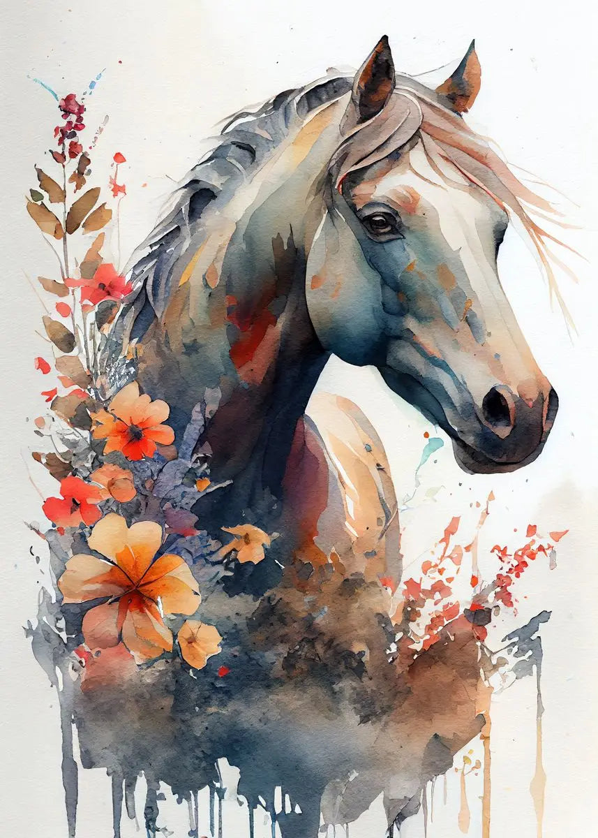 Watercolors Of Various Styles Horses Canvas Wall Art