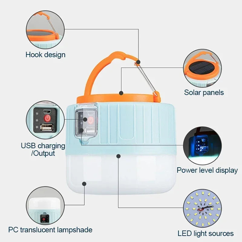 Portable Camping Light Power Bank LED Remote Waterproof Rechargeable