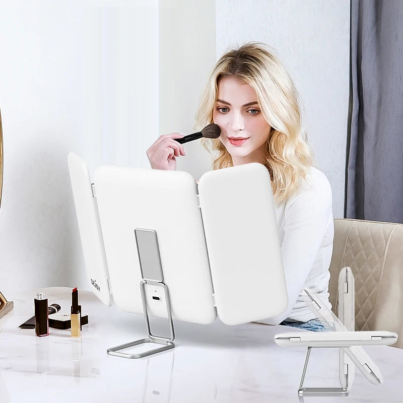 SeJoy Makeup Mirror With Lights, 1x3x7x Magnifying Mirror, Touch Control, Trifold