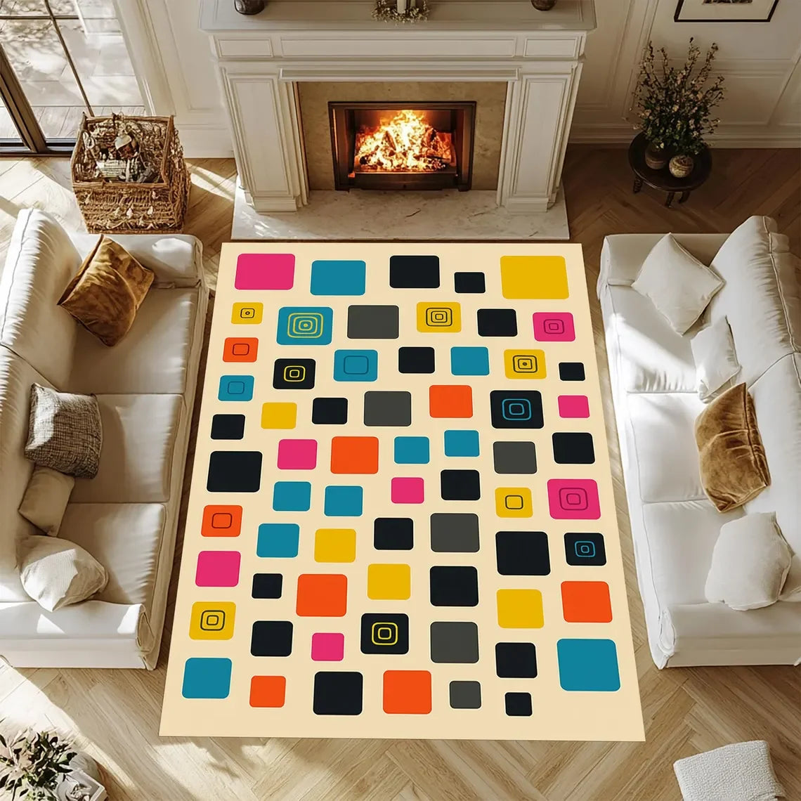 Mid Century Carpet Home Decoration Carpets Green Vintage Rugs For Bedroom, Living Room