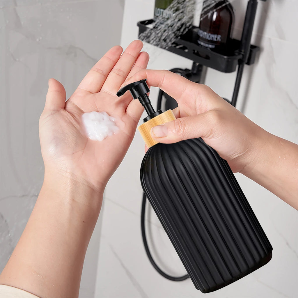 Bathroom Counter Hand Soap Dispenser, Cotton Ball Storage Box, Toothbrush Holder