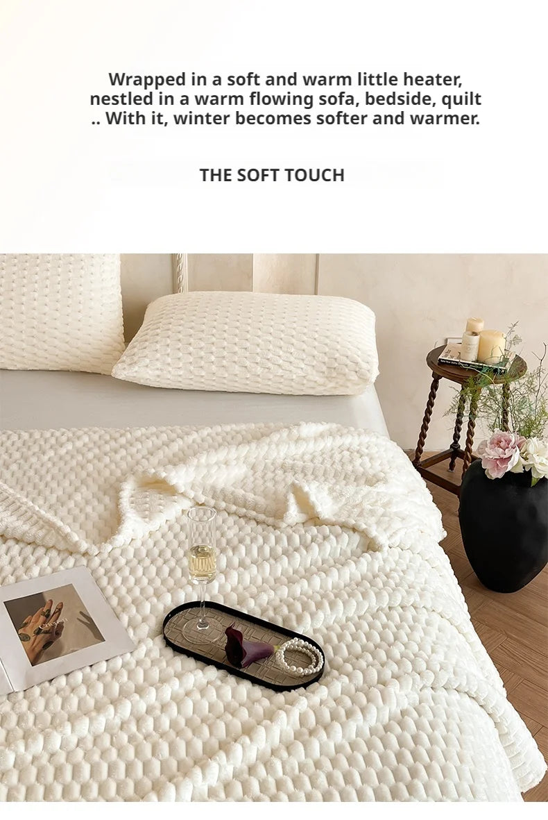 Super Soft Throw Blanket Ivory Premium Silky Flannel Fleece 3D Clouds All Season Use