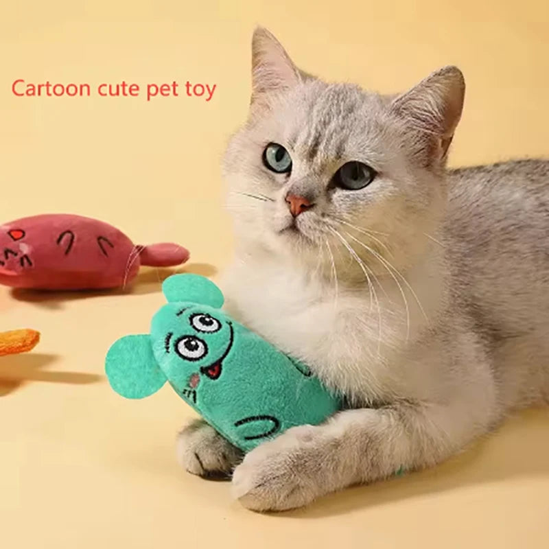 Cartoon Animal Toys, Durable Bite-Resistant, Plush Interactive Cat Toys