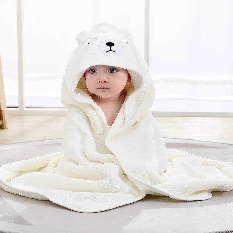 Cartoon Animal Hooded Bath Towel, Use As Blanket, Bathrobe, Swaddle