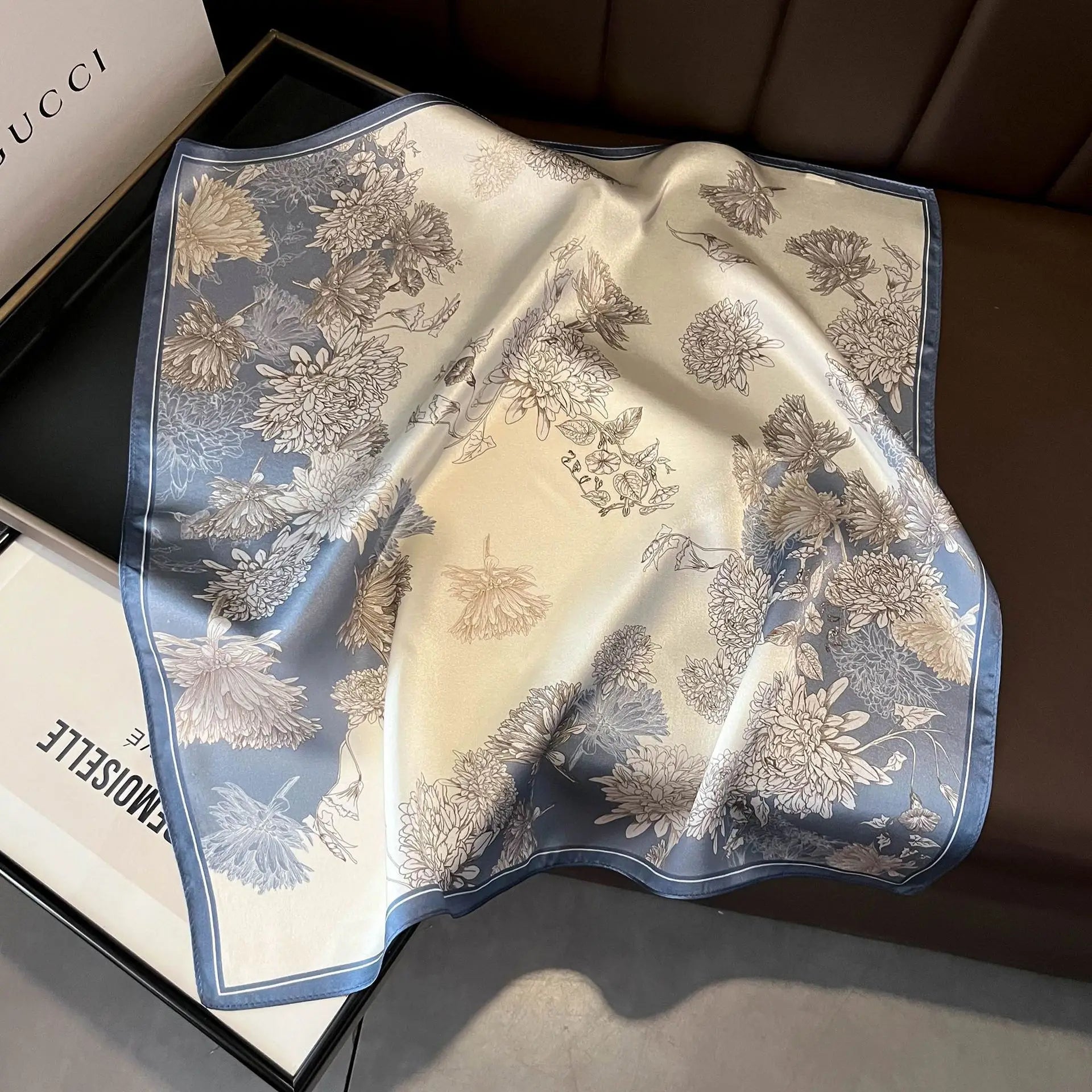 Scarf 100% Silk Bandana Women Square Scarves, Luxury High Quality