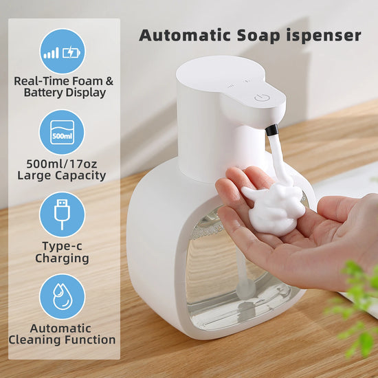 Wall Mounted Automatic Soap Dispenser Foam 500ml Rechargeable