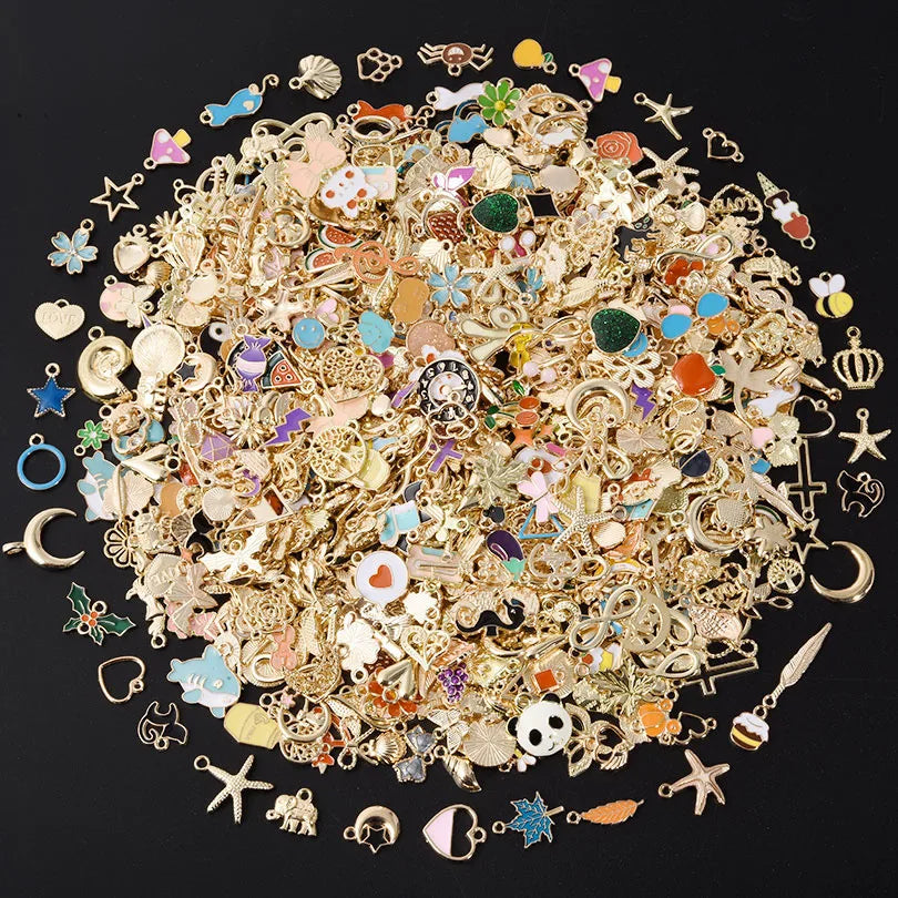 Mixed Assorted Alloy Enamel Cute Heart Pendants Charms Ocean Flower DIY Earrings Bracelet Jewelry Accessories New