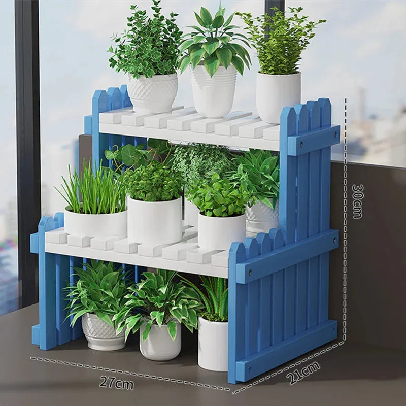 2 Tier Natural Bamboo Shelf For Plants, Books, Household
