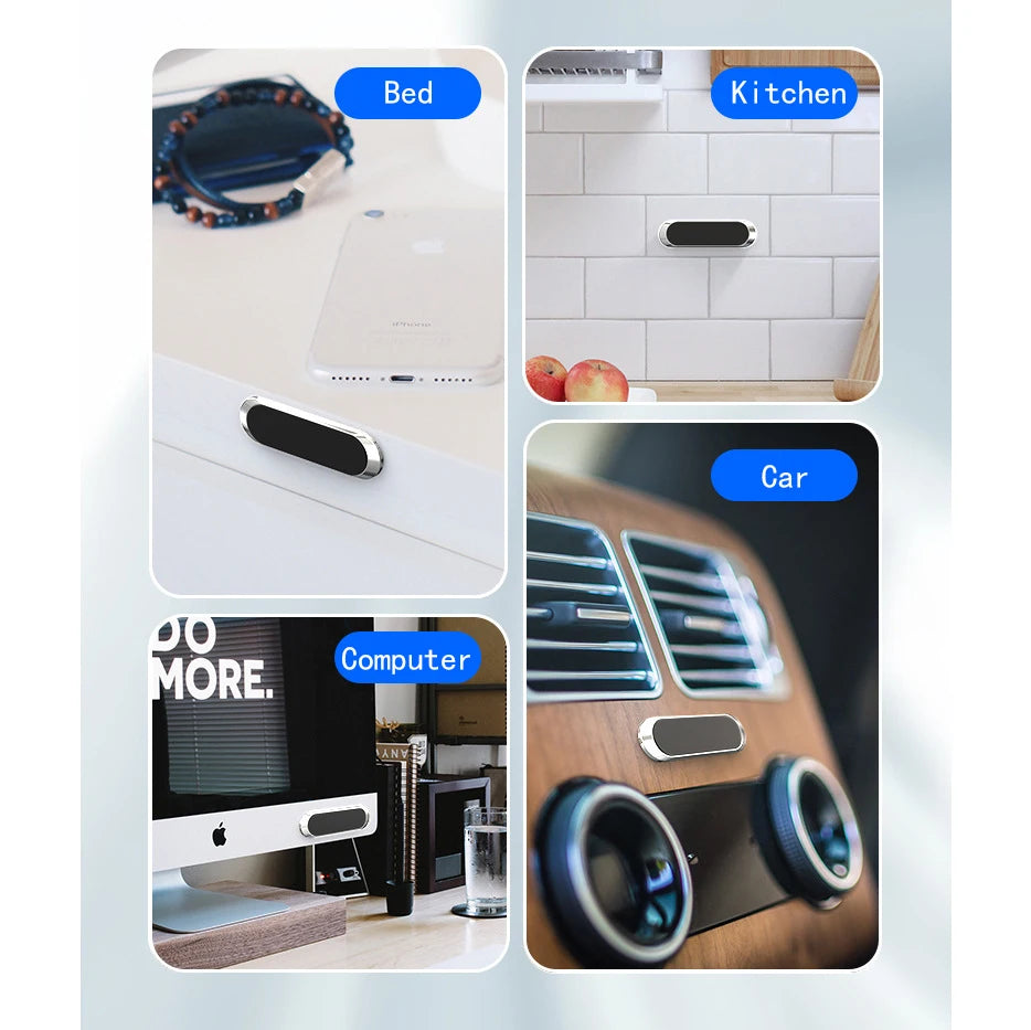 Mini Strip Magnetic Car Phone Holder Mark Less Glue
