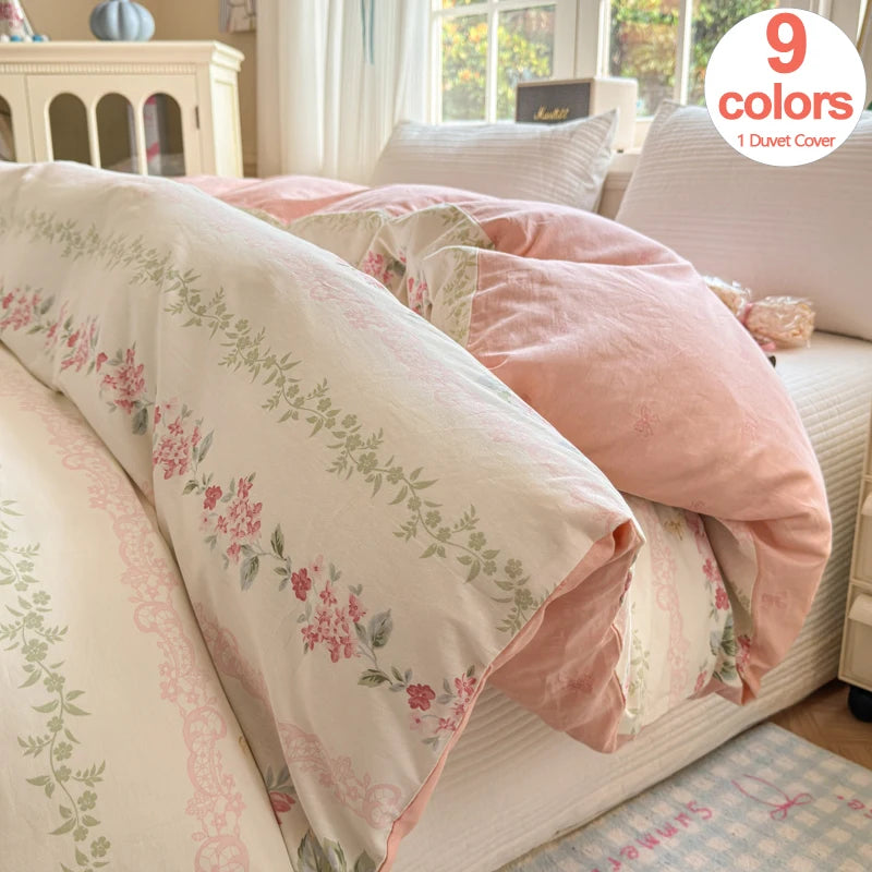 100% Cotton Duvet Cover - Floral Printed Design, Luxury Pre-Washed Finish, Single Duvet Cover for Bedroom - Easy Care