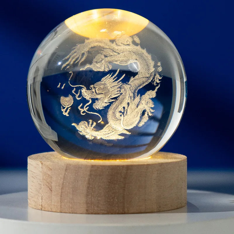 3D Glowing Planetary Crystal Ball Night Light