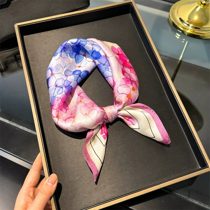 Scarf 100% Silk Bandana Women Square Scarves, Luxury High Quality