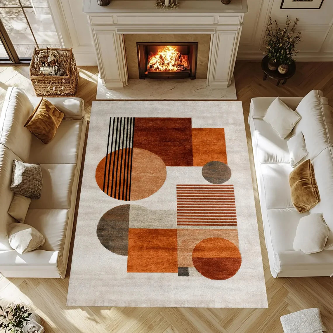 Mid Century Carpet Home Decoration Carpets Green Vintage Rugs For Bedroom, Living Room