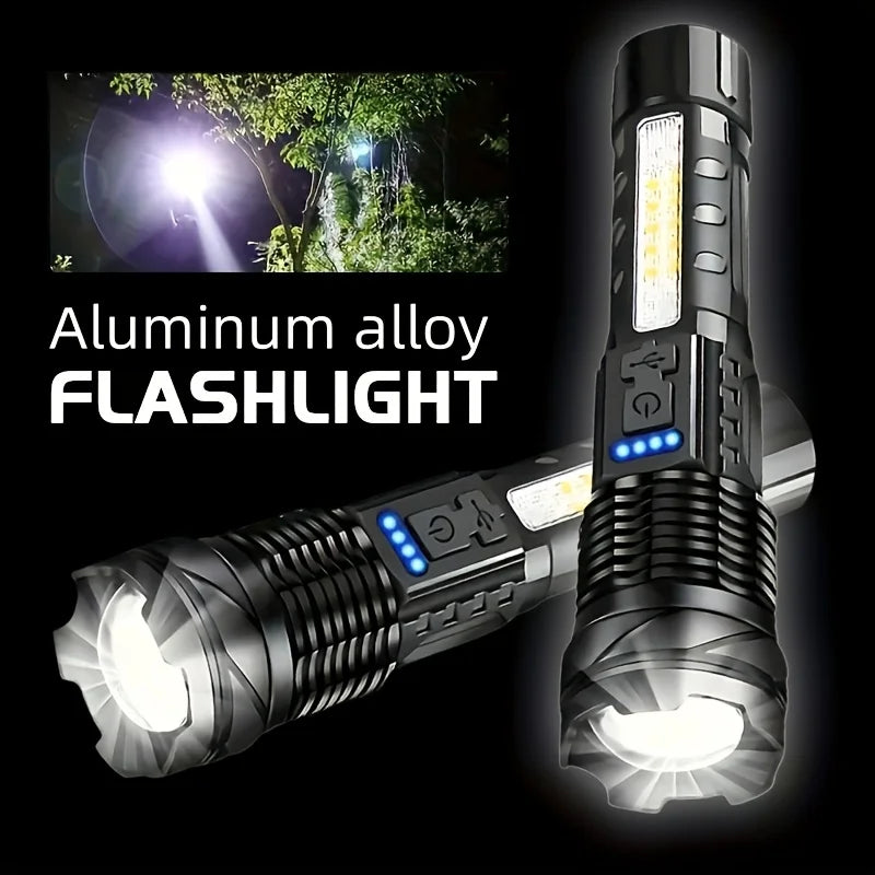 Strong Flashlight, Long Endurance on a charge, Long Range Illumination, with Work light