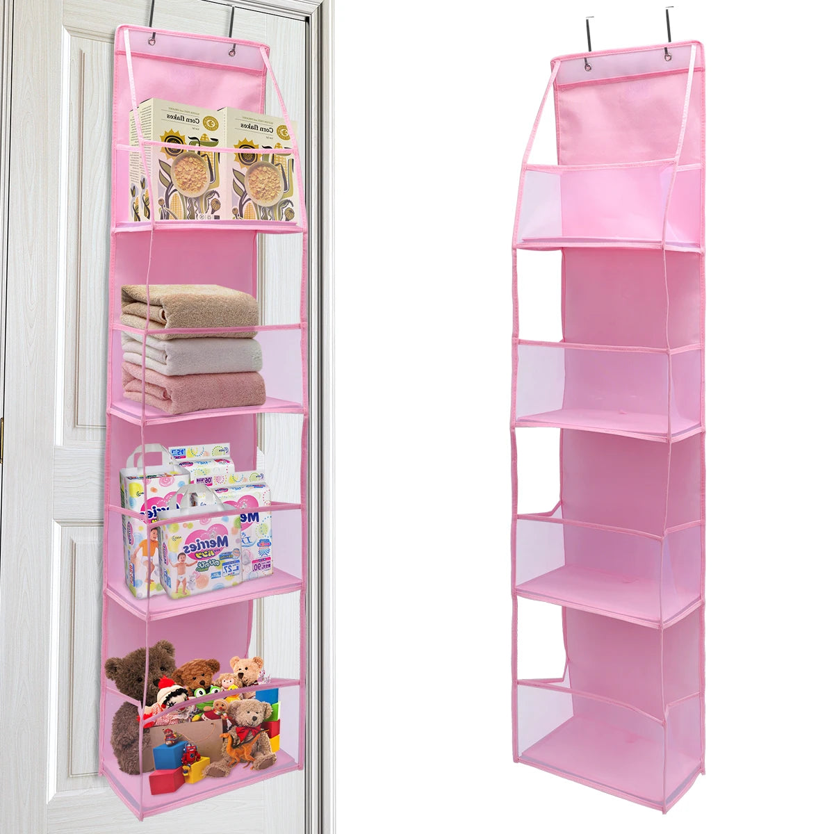 ! PCS 4/6 Layer Over the Door Hanging Organizer, Use for Cosmetics, Storage, Nursery, Bathroom