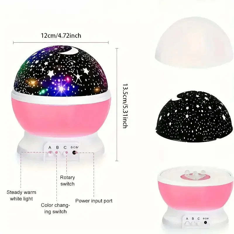 Starry Night Light Projector Moon and Stars USB 360 Degrees Rotatable