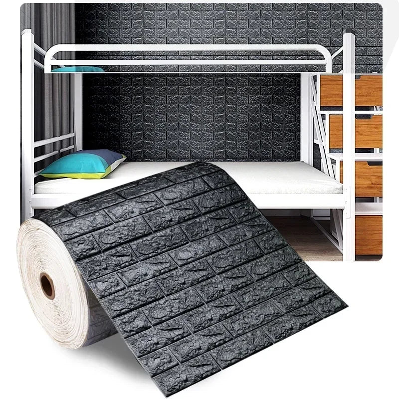 70cmx1/5/10m 3DWallpaper Waterproof Decoration Self-Adhesive Foam Brick Wallpaper