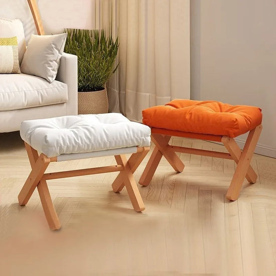 Use As A Soft Upholstered Foot Stool Made Of Solid Wood Or As An entrance Bench for Changing Shoes