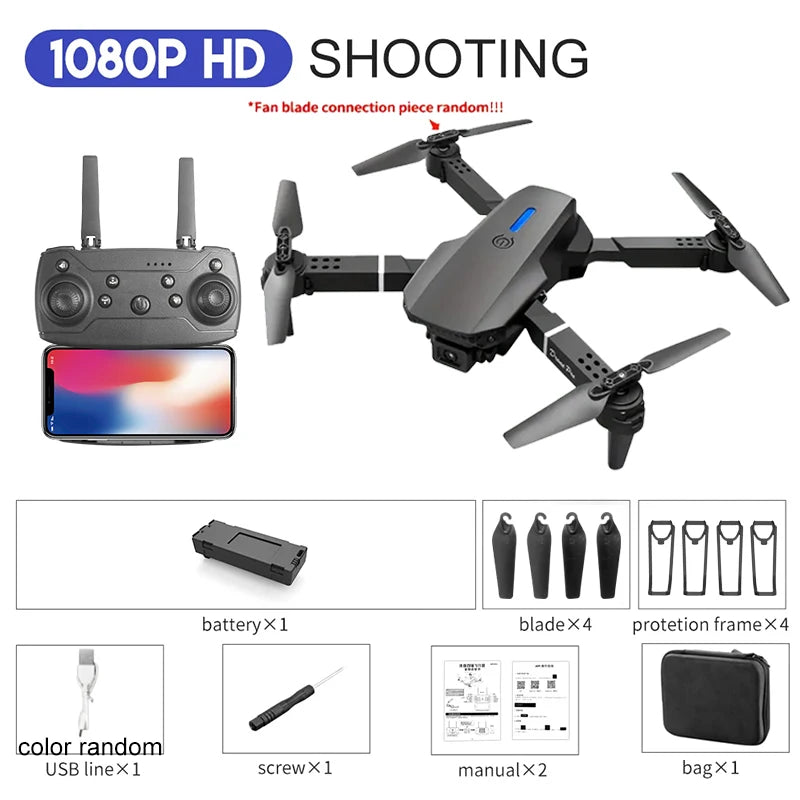 2024 E88Pro RC Drone 4K Professional with 1080p Wide Angle HD Camera Foldable Helicopter WIFI