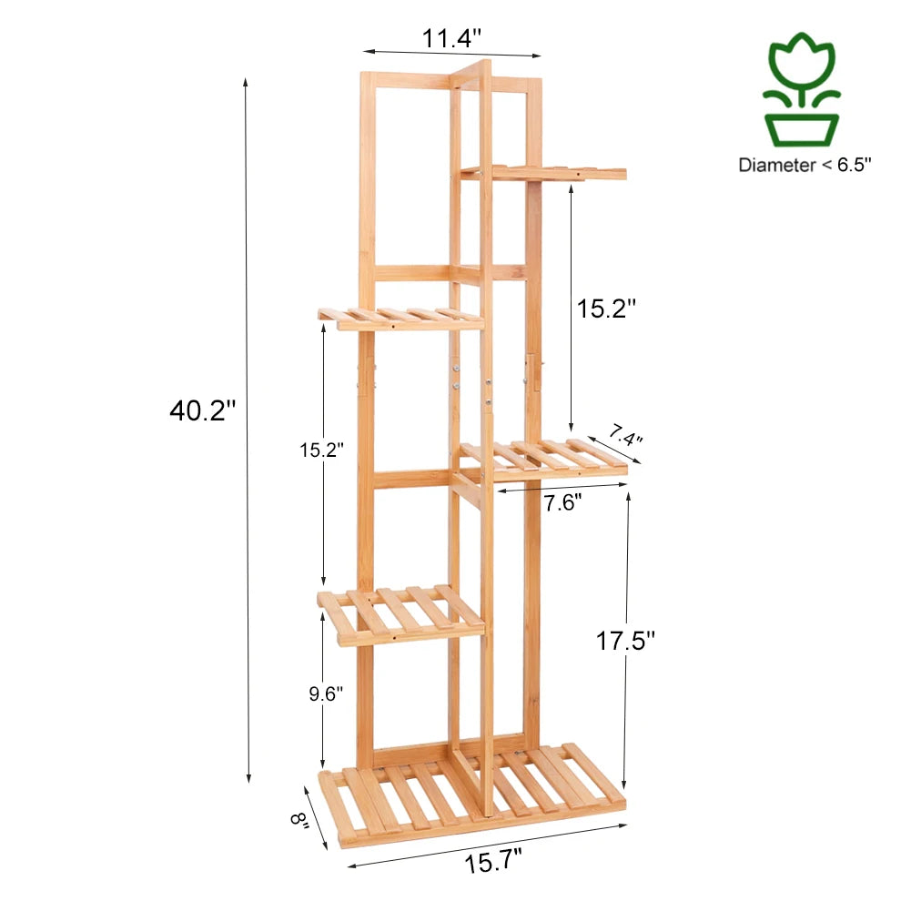 5/6 Tiers Tall Bamboo Plant Stand Corner, Indoor, Outdoor