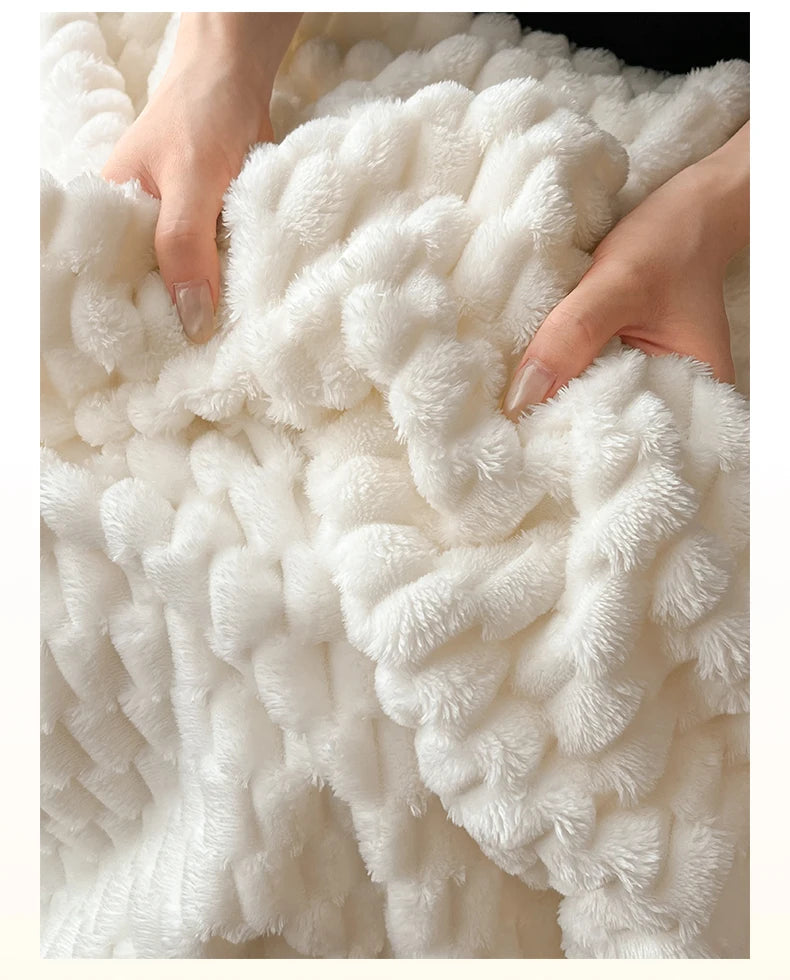 Super Soft Throw Blanket Ivory Premium Silky Flannel Fleece 3D Clouds All Season Use