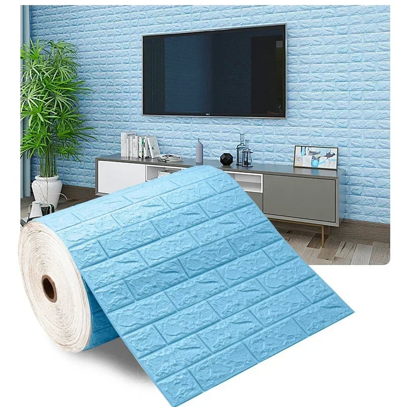 70cmx1/5/10m 3DWallpaper Waterproof Decoration Self-Adhesive Foam Brick Wallpaper
