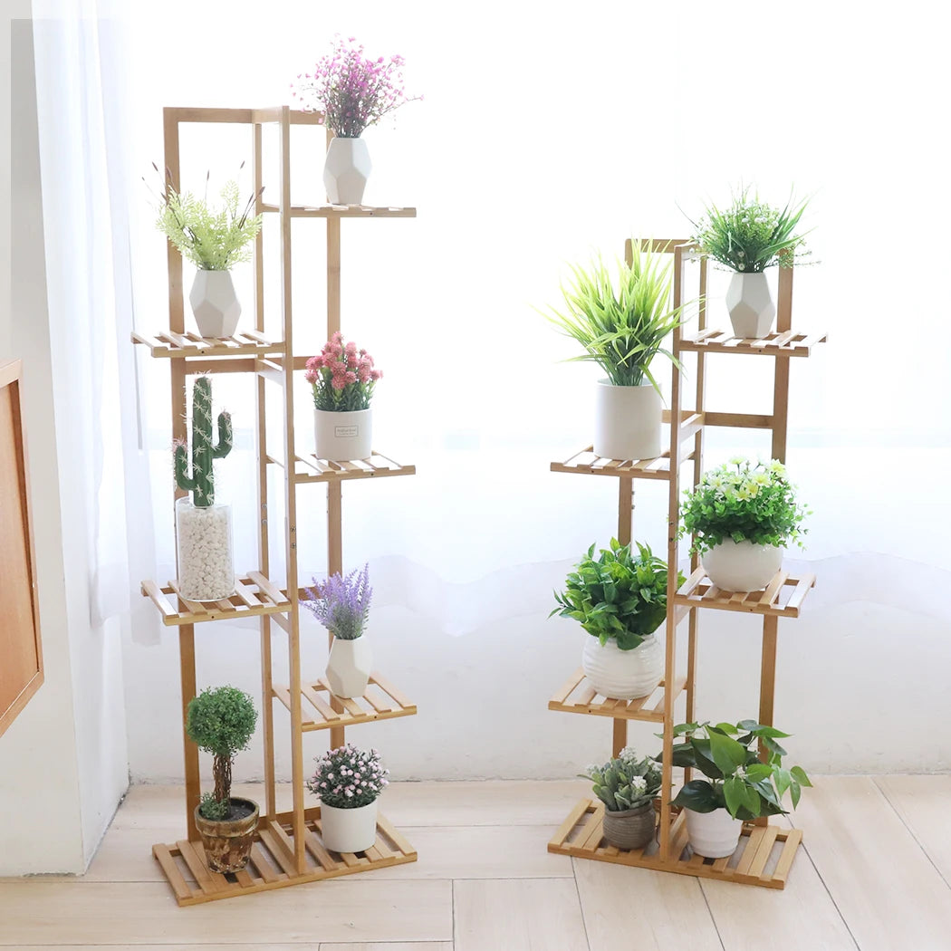 5/6 Tiers Tall Bamboo Plant Stand Corner, Indoor, Outdoor