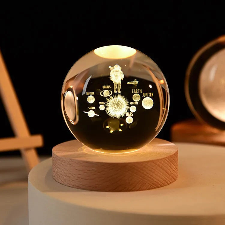 3D Glowing Planetary Crystal Ball Night Light