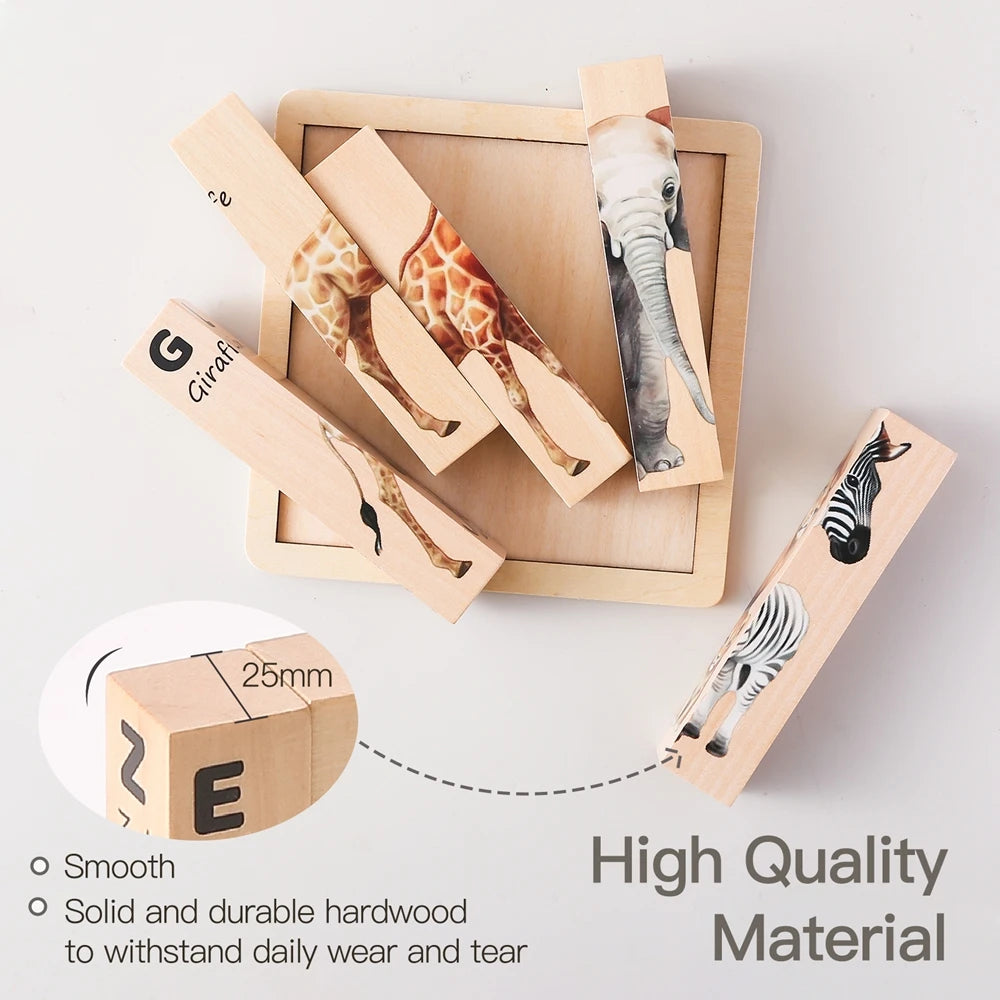 Wooden Block Baby Toys Wooden Children's Educational Toys Animal Matching Puzzle Toy Toddler 2-3 Years