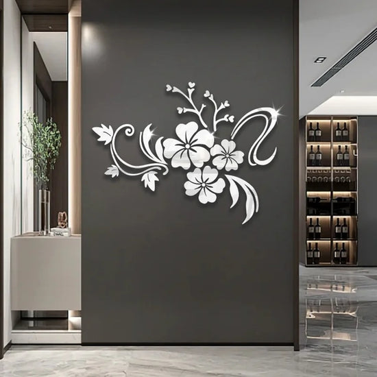 Hibiscus Flower Mirror, Self-Adhesive, Acrylic Mirror, Wall Decoration