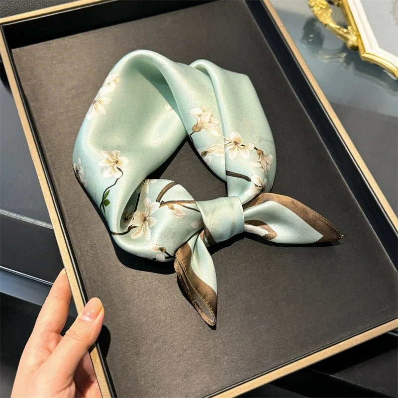 Scarf 100% Silk Bandana Women Square Scarves, Luxury High Quality