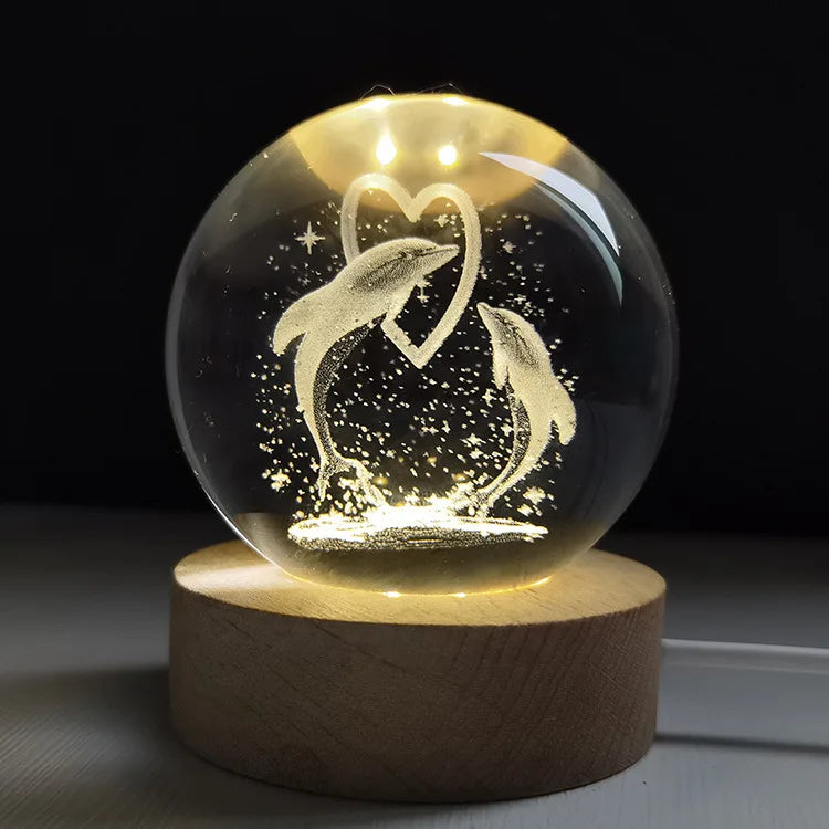 3D Glowing Planetary Crystal Ball Night Light