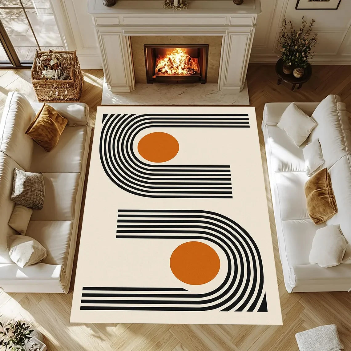 Mid Century Carpet Home Decoration Carpets Green Vintage Rugs For Bedroom, Living Room