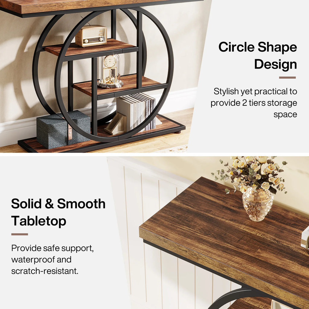 Console Table, 4-Tier Entryway Table, 41.3 Inch Industrial Sofa Table