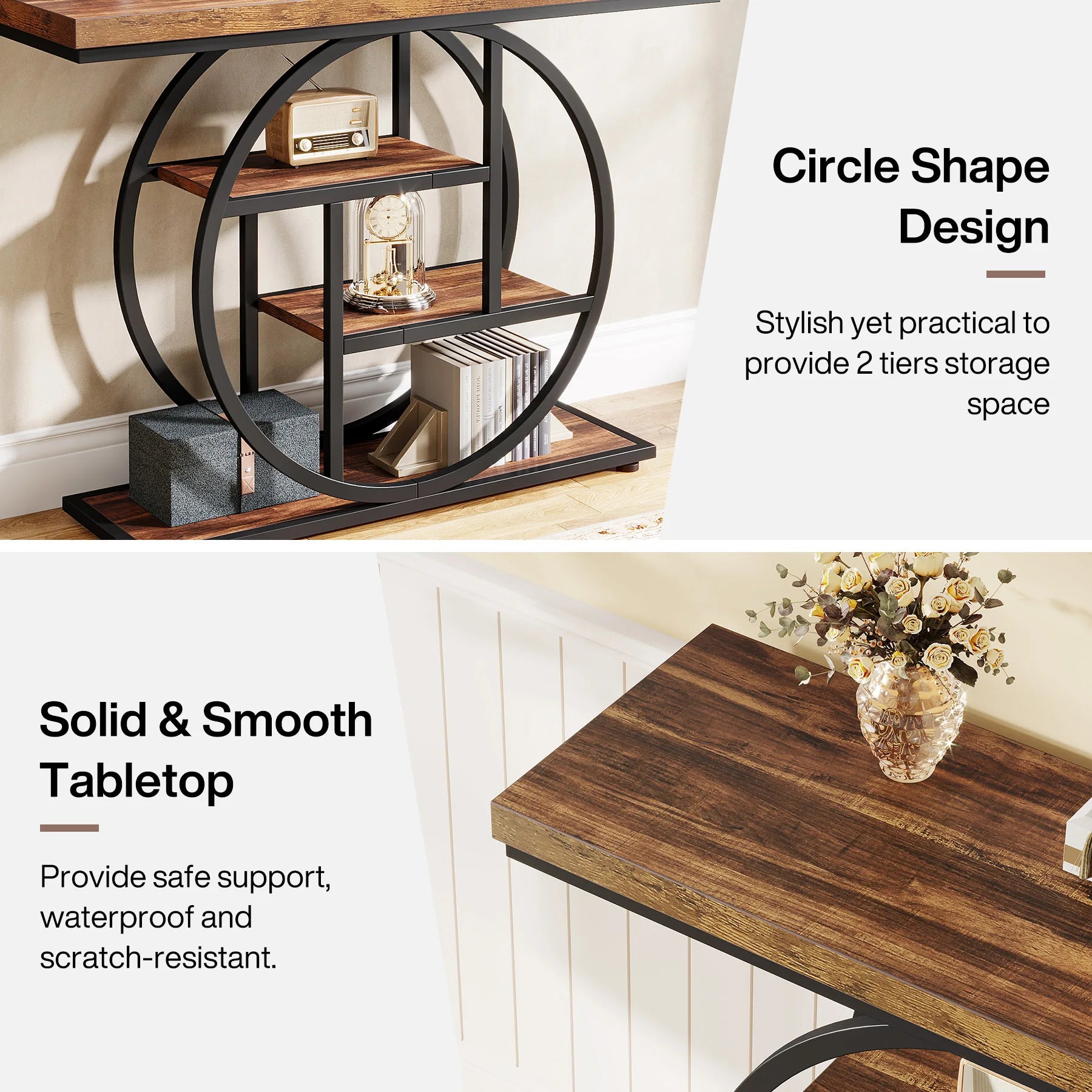 Console Table, 4-Tier Entryway Table, 41.3 Inch Industrial Sofa Table