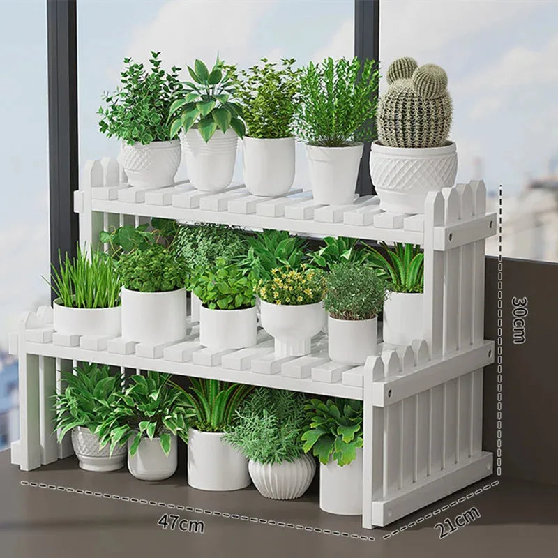 2 Tier Natural Bamboo Shelf For Plants, Books, Household