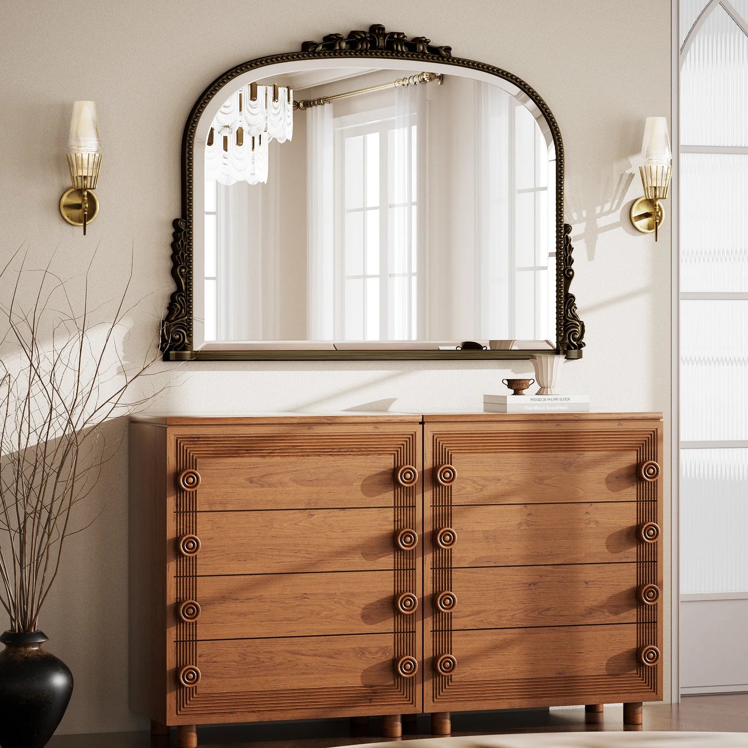 Beautypeak Arched Mirror, Vintage Decor Mirror, Wall Mounted