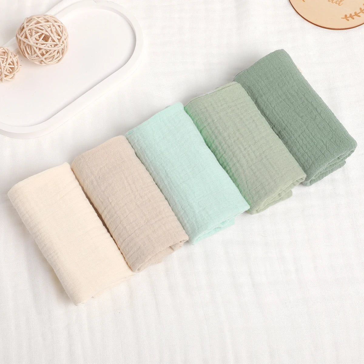 5 Baby Washcloths, Newborn Burp Cloth, Square Towels, 6 Layers Pure Cotton